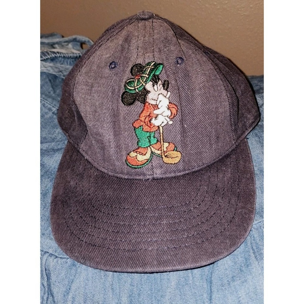 Vintage Mickey Mouse Disney Golf Hat Walt Disney Company Official Irish Plaid